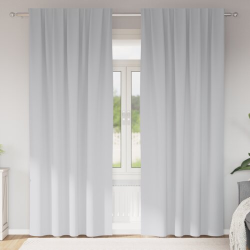vidaXL Zavese z zavesami 2 pcs Svetlo siva 260 x 140 cm Poliester Cene