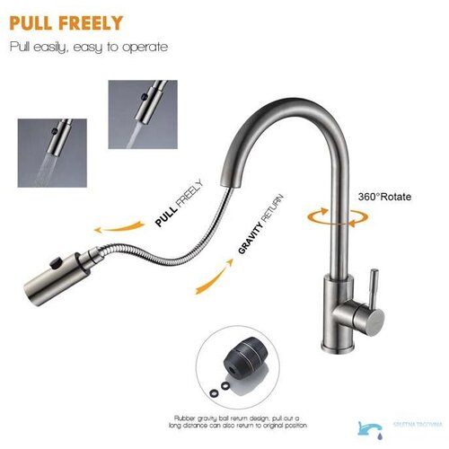 EYN Kuhinjska pipa &amp;ndash; Izvlečna nizkotlačna armatura NT1546 s priklopom na tri cevi | Pipa za pretočne grelnike &amp;mdash; Nikelj Slike