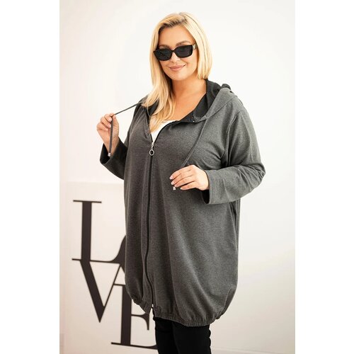 Kesi Women&amp;#039;s Plus Size cotton hoodie with a zipper graphite Slike