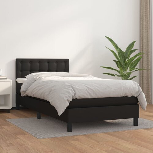 The Living Store Box spring postelja z vzmetnico črn 100x200 cm umetno usnje - Box Spring Postelja, (21516034) Slike