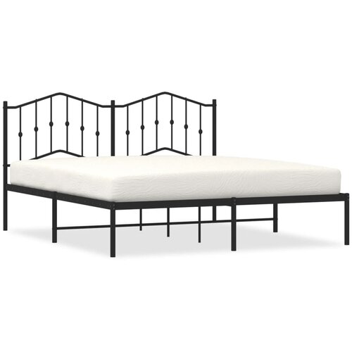 Maison Chic Kovinski Posteljni okvir - Dvoposteljna postelja - Zakonska postelja z vzglavjem črn 160x200 cm, (21692704) Slike