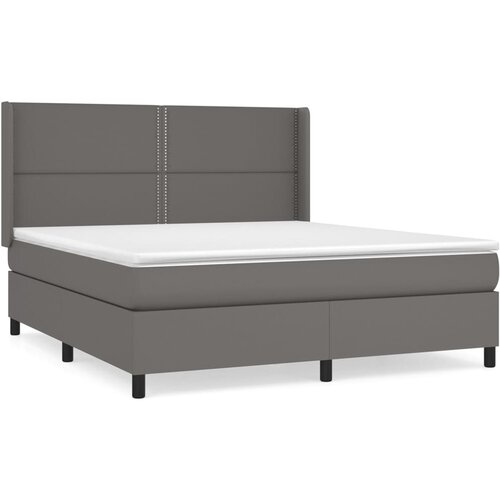 Maison Chic Box spring postelja - Vzmetna postelja z vzmetnico siva 180x200 cm umetno usnje SL14843, (21900102) Cene