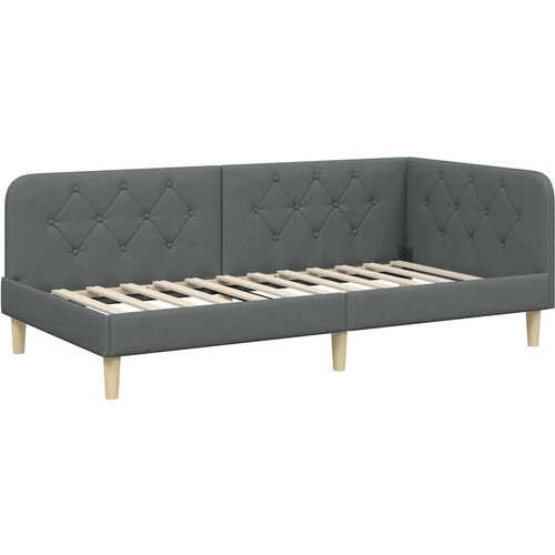 VidaXL Kutni okvir kreveta s madracem Tamno siva 90 x 190 cm tkanina Slike