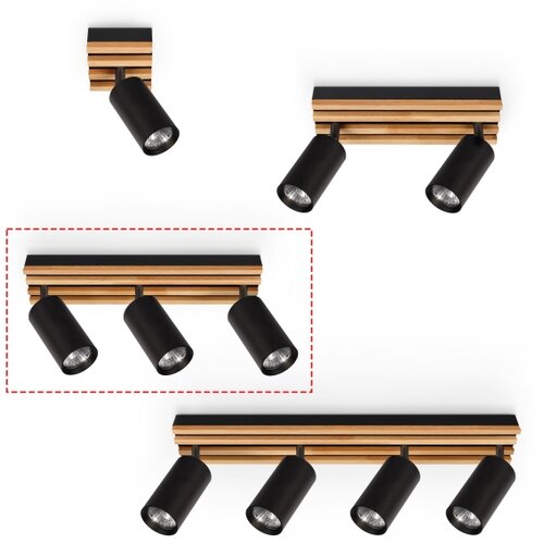  Brilagi - Spot svetiljka SELE WOOD 3xGU10/30W/230V crna/drvo Slike