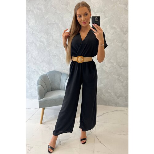 Kesi Jumpsuit with decorative belt at the waist black Cene