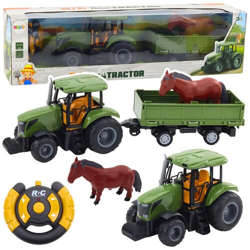 Rc traktor na daljinsko upravljanje s prikolicom i konjem Slike