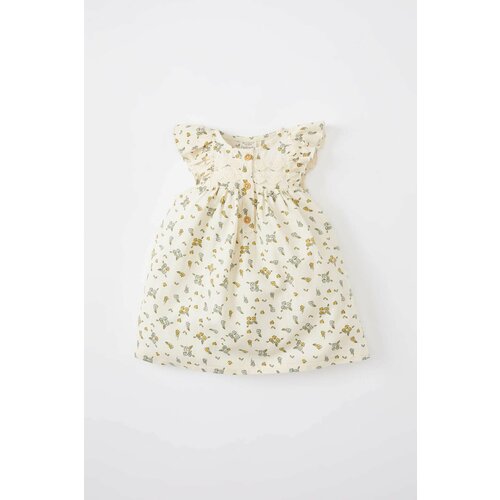 Defacto Baby Girl Floral Short Sleeve Twill Dress Cene