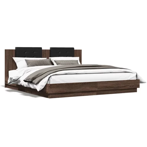 vidaXL Okvir za krevet s uzglavljem smeđa boja hrasta 160x200cm drveni