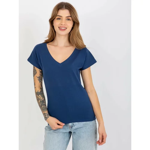 Fashion Hunters Navy blue classic V-neck basic t-shirt