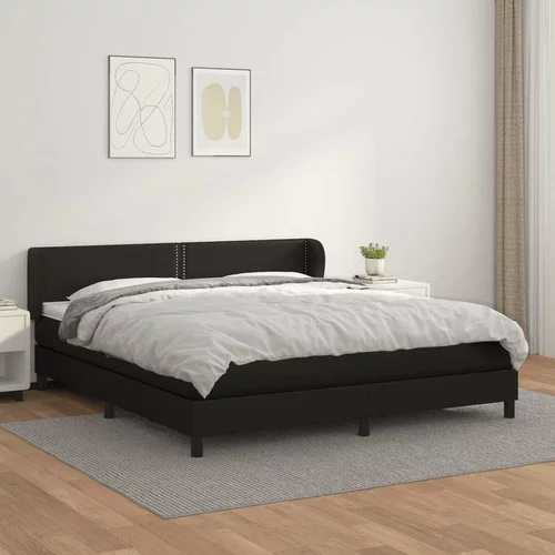  Box spring postelja z vzmetnico črn 180x200 cm umetno usnje, (20723497)