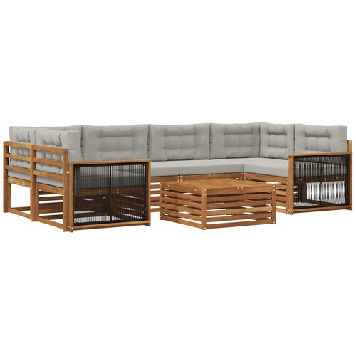 vidaXL Zunanja garnitura za sedenje 7 pcs Naravna in svetlo siva, (5000281191) Cene