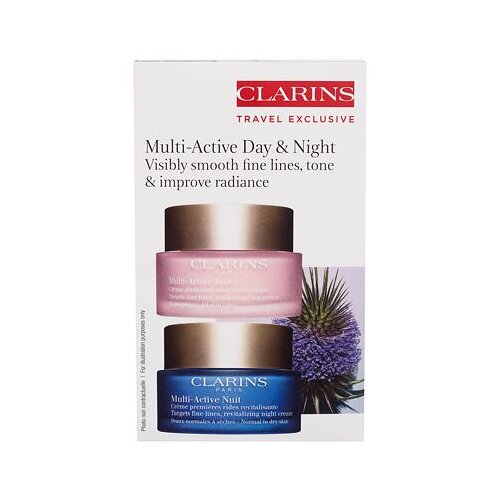 Clarins Multi-Active Day &amp;amp; Night darilni set dnevna krema za obraz Multi-Active Day 50 ml + nočna krema za obraz Multi-Active Night 50 ml po&amp;scaron;kodovana &amp;scaron;katla za ženske Slike