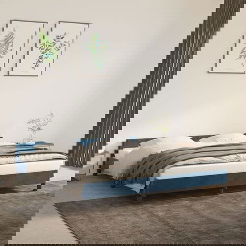 VidaXL Okvir za krevet s uzglavljem tamnoplavi 160x200 cm bar&amp;scaron;unasti Slike