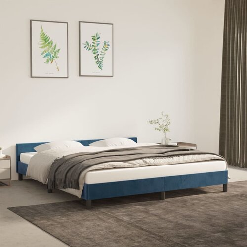 VidaXL Posteljni okvir z vzglavjem temno moder 160x200 cm žamet Slike