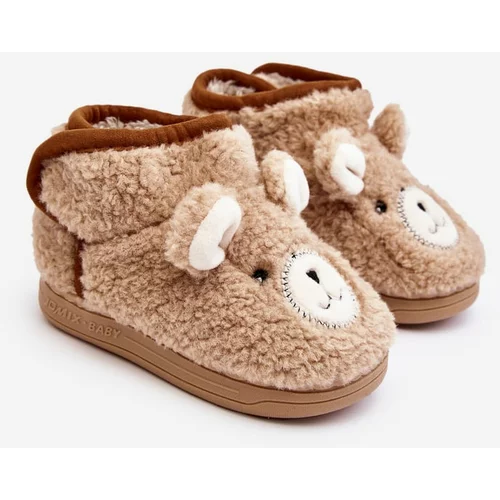 Kesi Children's insulated slippers with teddy bear, beige Eberra