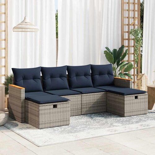 vidaXL 6-dijelni set vrtnih sofa od poliratana s jastucima sivi Cijene