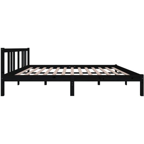  Okvir za krevet od masivnog drva crni 150 x 200 cm veliki Slike
