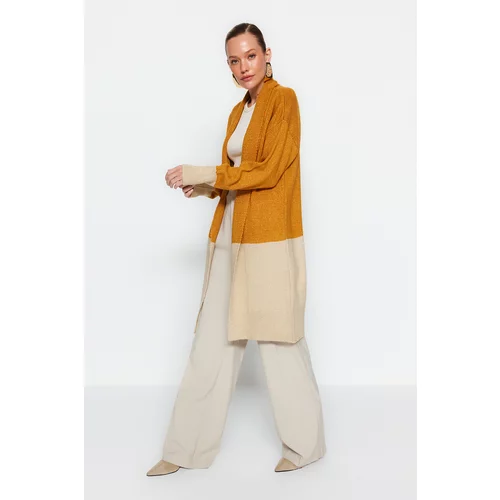 Trendyol Mustard Shawl Collar Knitwear Cardigan