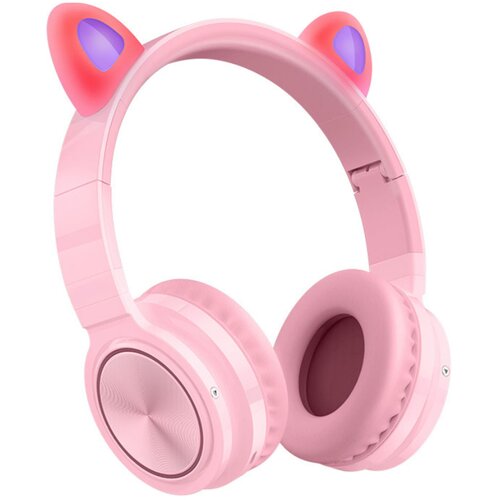 Venisymlis Bluetooth slušalke CT-7 Cat Ear, LED lučka, mikrofon, zložljive, roza/zelene, (22102020) Cene