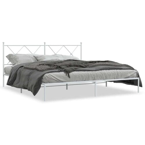 VidaXL metalni okvir za krevet s uzglavljem bijeli 180x200 cm Slike