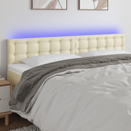  LED uzglavlje krem 180 x 5 x 78/88 cm od umjetne kože Cijene
