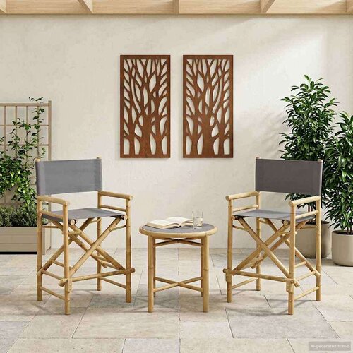  Sklopiva stolica za direktore 2 pcs Prirodna 58 x 48 x 115 cm - Tamno siva Cene