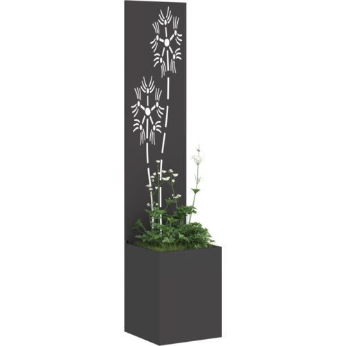 VidaXL Vrtni Sadič s Dekorativnom Pločom Crna 32 x 140 cm Slike