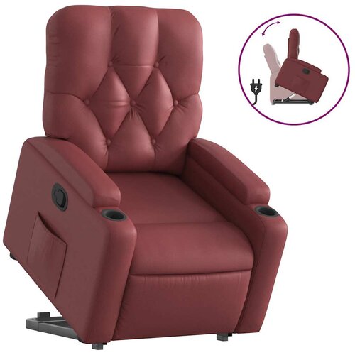 Maison Chic Naslanjač - Relax naslanjač s funkcijo vstajanja vinsko rdeče umetno usnje, (22040261) Cene