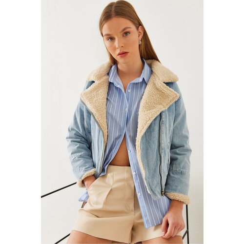 Bianco Lucci Women's Plush Detailed Denim Coat 2260 Cijene