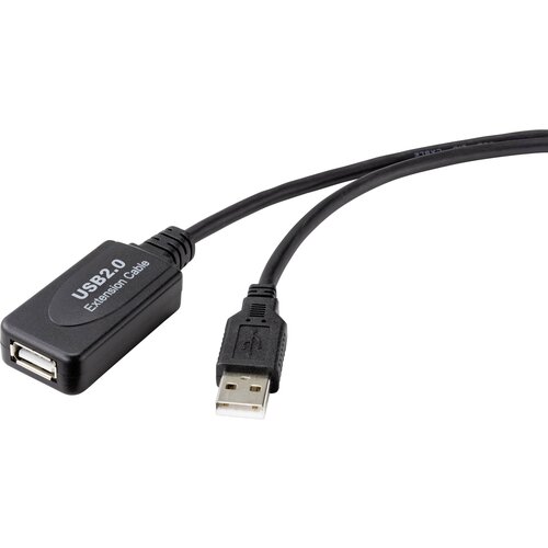 Renkforce USB kabel USB 2.0 USB-A vtič\, USB-A vtičnica 10.00 m črna aktivno z ojačitvijo signala RF-4535084, (20416570) Cene