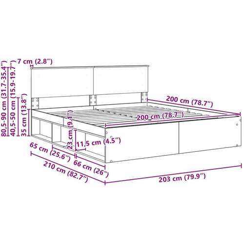  Okvir za krevet Crna 200 x 200 cm Konstruirano drvo Slike