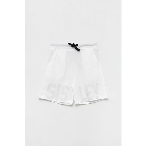 Sisley Dječje pamučne kratke hlače boja: bijela, podesivi struk