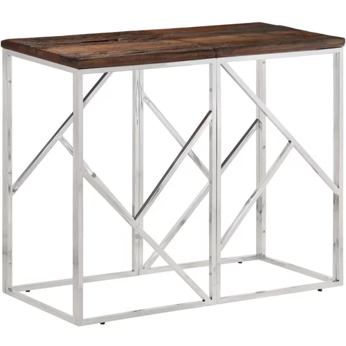  Konzolni stol srebrni od nehrđajućeg čelika i drva za pragove