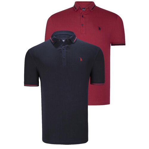 Dewberry DOUBLE SET T8586 MEN&amp;#039;S T-SHIRT-BURGUNDY-NAVY BLUE Slike