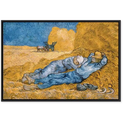  Slika - Vincent van Gogh &amp;ndash; Noon: Rest from Work 90x60 U crnom drvenom okviru Slike