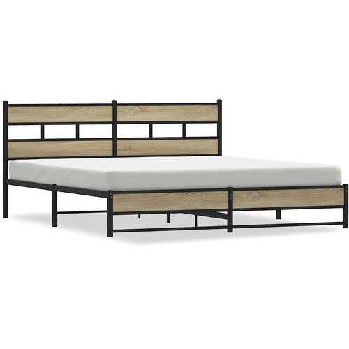 Maison Chic Kovinski Posteljni okvir - Dvoposteljna postelja - Zakonska postelja brez vzmetnice sonoma hrast 180x200 cm, (21694568) Cene