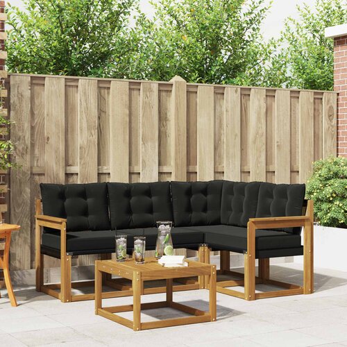  Set vanjskih sofa 5 kom. Prirodna i crna Cene