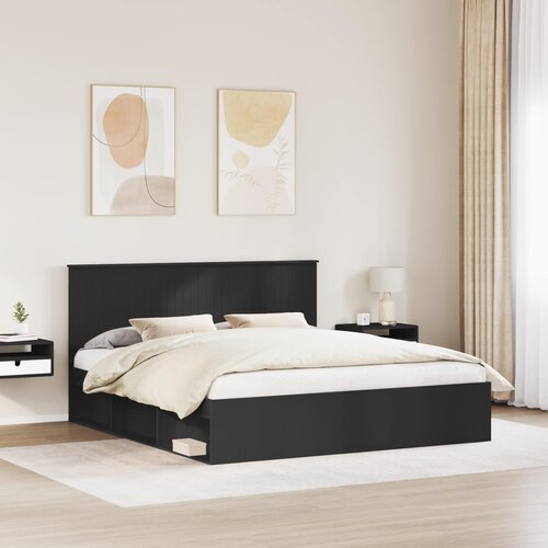  Krevetna konstrukcija Crna 180 x 200 cm Čvrsto borovo drvo Slike