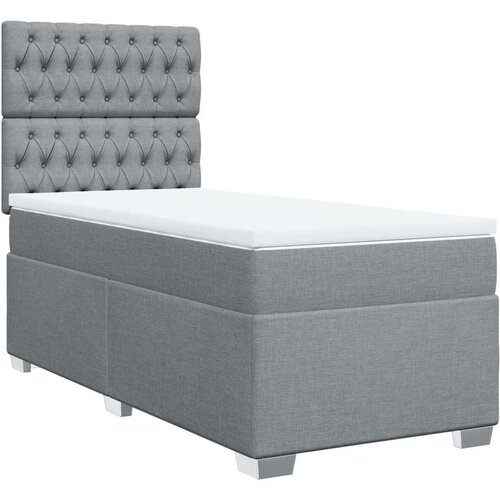vidaXL Box spring postelja z vzmetnico svetlo siv 100x200 cm blago Cene
