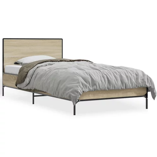  Okvir za krevet boja hrasta 75x190 cm konstruirano drvo i metal