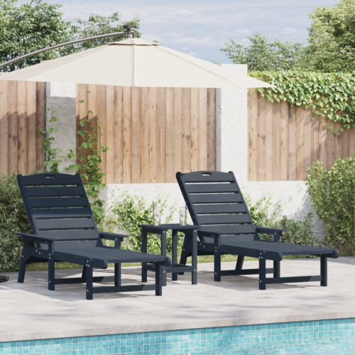 VidaXL ležaljke 2 kom Mornarsko plava 162x53x98.5 cm HDPE Slike