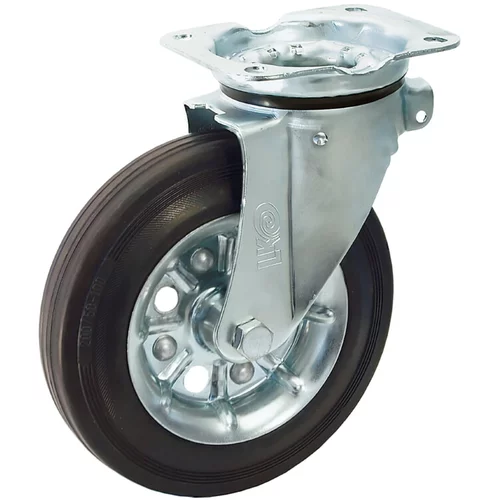 Liv zakretni kotač za transportna kolica (Promjer kotačića: 200 mm, Nosivost: 250 kg, Valjkasti ležaj, S pločom)