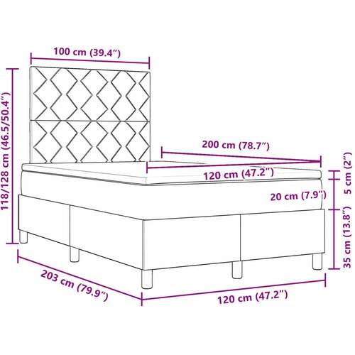 VidaXL krevet s kutijom s madracem Crni 120x200 cm Tkanina Slike