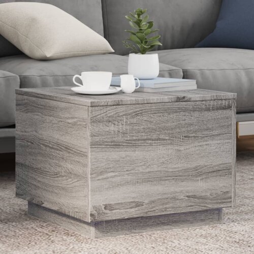 VidaXL Klubska mizica z LED lučkami siva sonoma 50x50x40 cm Slike