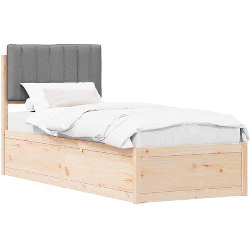  Krevetni okvir s tapiciranim uzglavljem Svijetlo siva Svjetlosiva 205.5 x 85.5 x 93 cm Slike