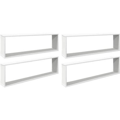  Kockaste zidne police 4 kom bijele 100 x 15 x 30 cm drvene Slike