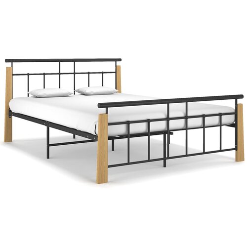 Kovina okvir za krevet od metala i masivne hrastovine 140 x 200 cm Cijene