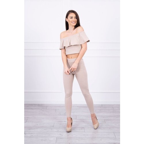 Kesi Set with a ruffle in beige color Slike