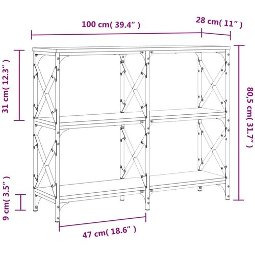  Konzolni stol boja hrasta 100 x 28 x 80 5 cm konstruirano drvo Slike