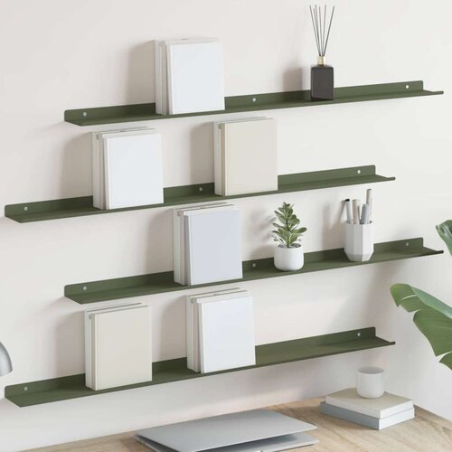  Polica na zidu Zidne 4 pcs Maslinasto zelena 100 x 9 x 2 5 cm - Maslinovo zelena 100 x 9 cm 4 Cene